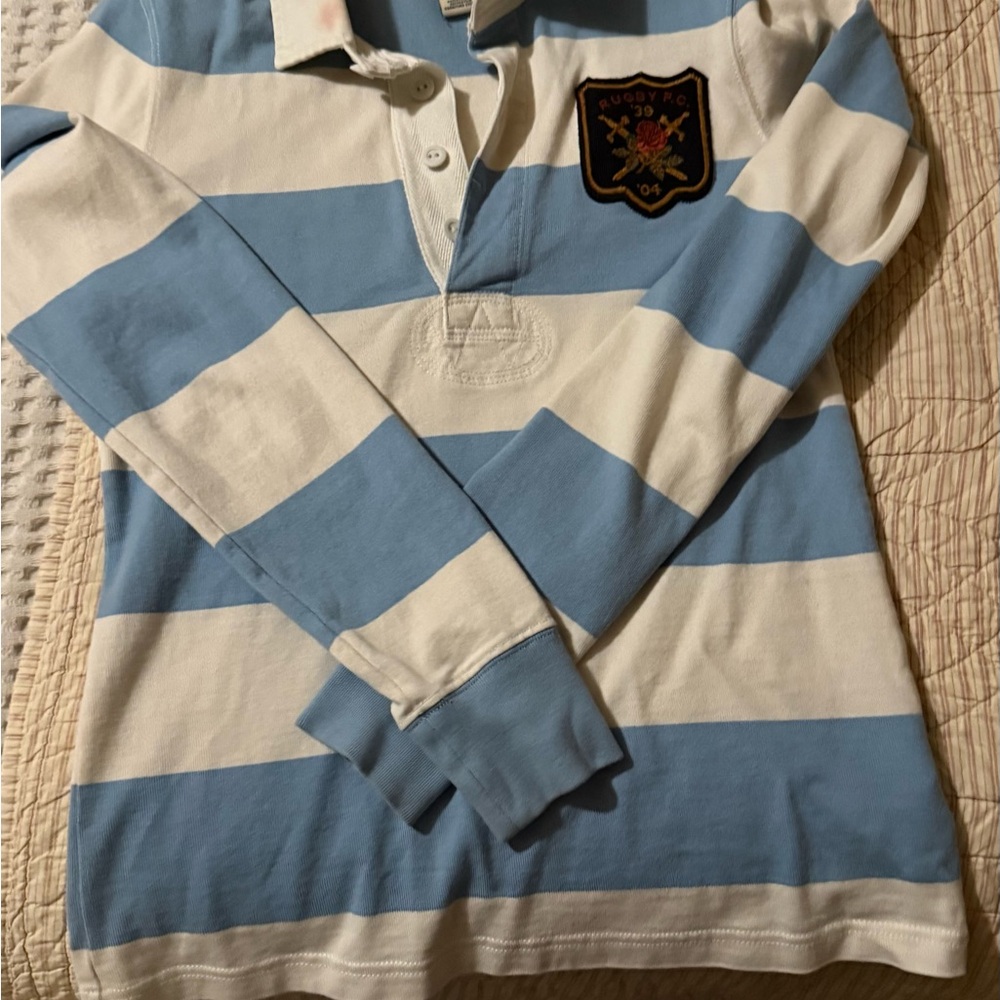 Ralph Lauren Kids Blue and White Striped Button Down Shirt